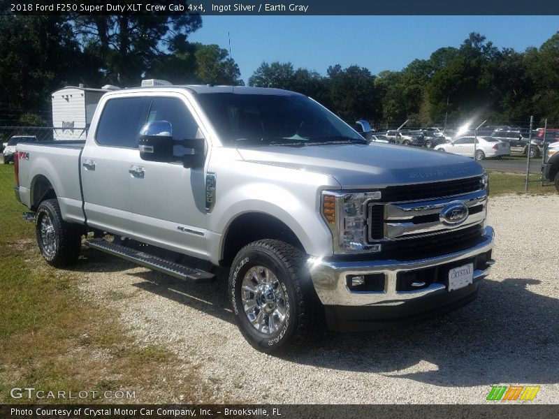 Ingot Silver / Earth Gray 2018 Ford F250 Super Duty XLT Crew Cab 4x4