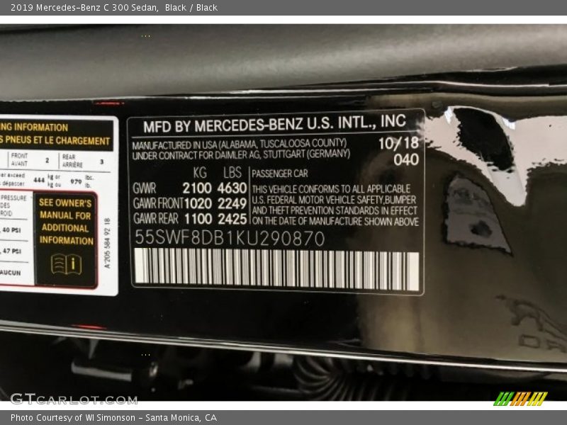 Black / Black 2019 Mercedes-Benz C 300 Sedan