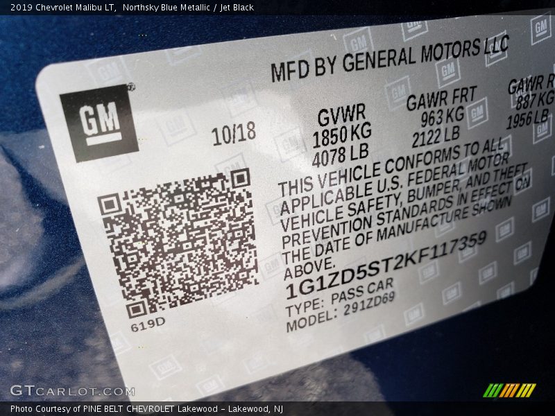 Northsky Blue Metallic / Jet Black 2019 Chevrolet Malibu LT