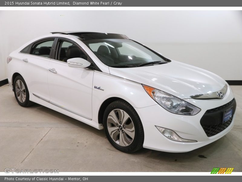 Diamond White Pearl / Gray 2015 Hyundai Sonata Hybrid Limited