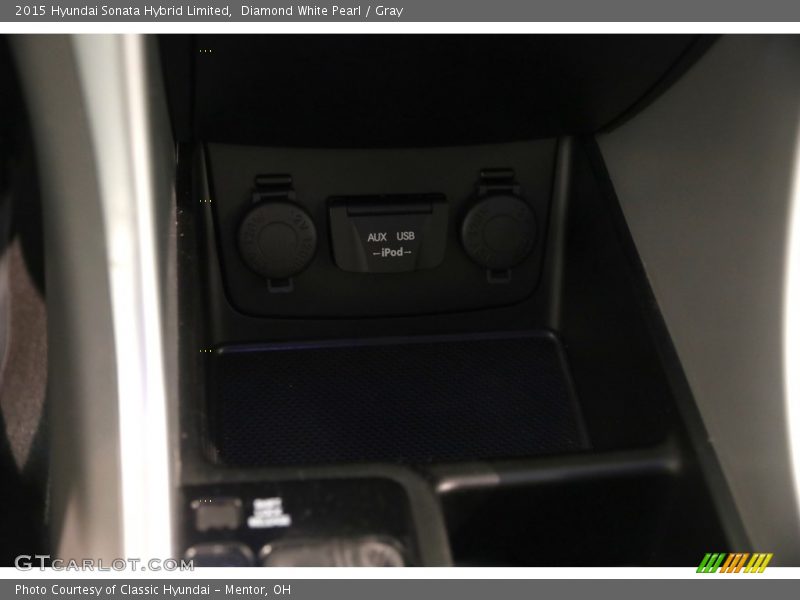Diamond White Pearl / Gray 2015 Hyundai Sonata Hybrid Limited