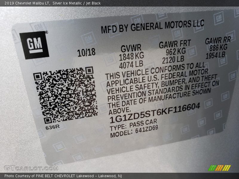 Silver Ice Metallic / Jet Black 2019 Chevrolet Malibu LT
