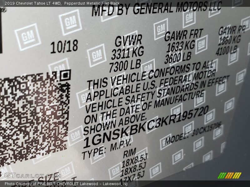Pepperdust Metallic / Jet Black 2019 Chevrolet Tahoe LT 4WD