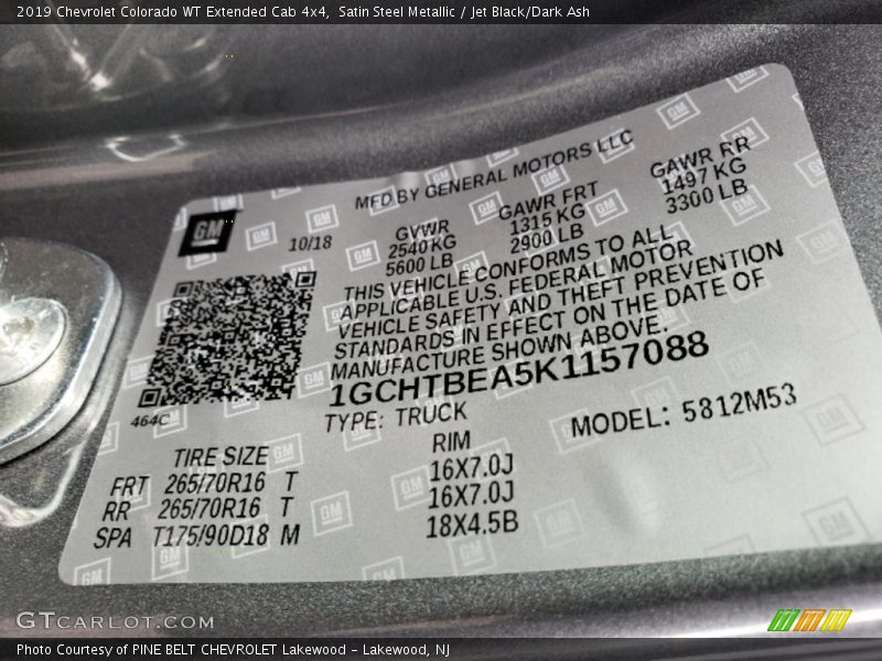 Satin Steel Metallic / Jet Black/Dark Ash 2019 Chevrolet Colorado WT Extended Cab 4x4