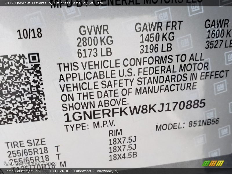 Satin Steel Metallic / Jet Black 2019 Chevrolet Traverse LS