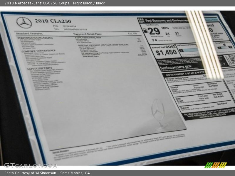Night Black / Black 2018 Mercedes-Benz CLA 250 Coupe