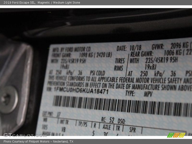 Magnetic / Medium Light Stone 2019 Ford Escape SEL
