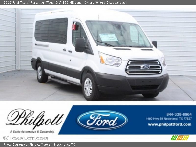 Oxford White / Charcoal black 2019 Ford Transit Passenger Wagon XLT 350 MR Long