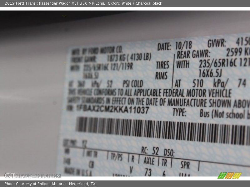 Oxford White / Charcoal black 2019 Ford Transit Passenger Wagon XLT 350 MR Long