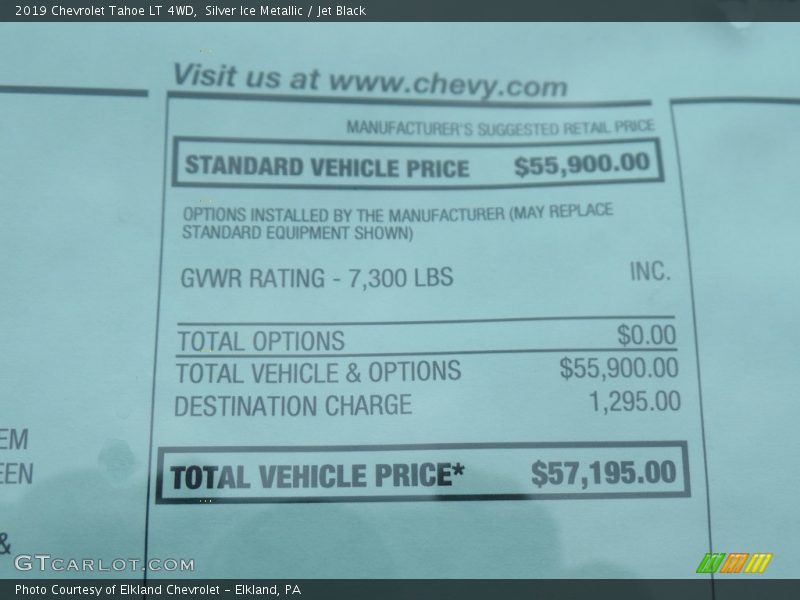 Silver Ice Metallic / Jet Black 2019 Chevrolet Tahoe LT 4WD