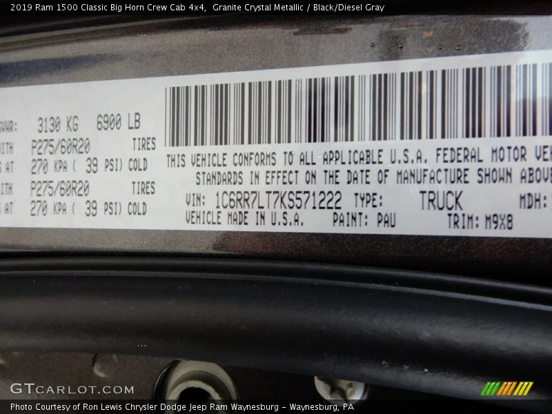 Granite Crystal Metallic / Black/Diesel Gray 2019 Ram 1500 Classic Big Horn Crew Cab 4x4