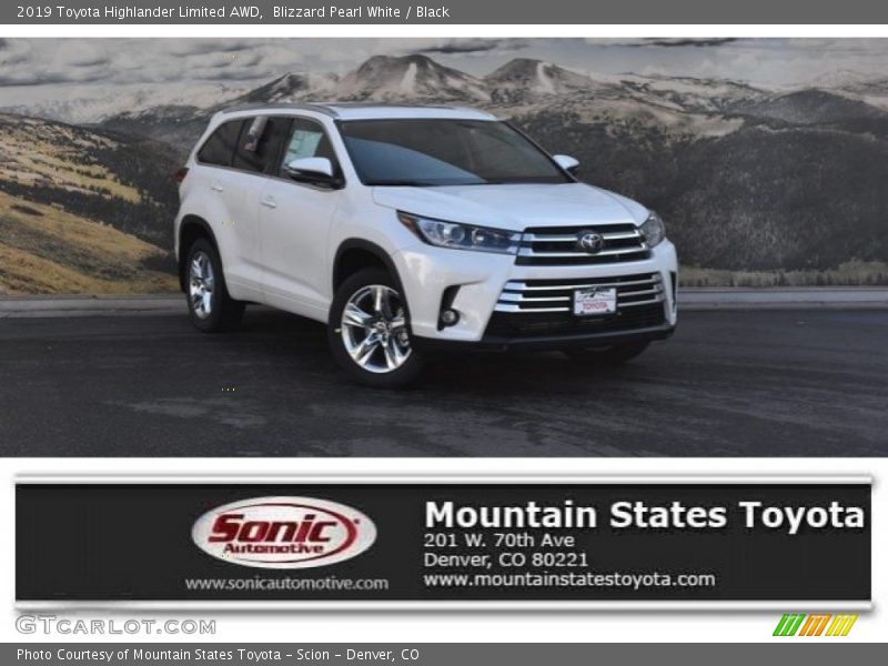 Blizzard Pearl White / Black 2019 Toyota Highlander Limited AWD