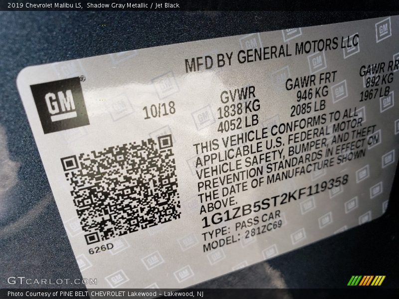 Shadow Gray Metallic / Jet Black 2019 Chevrolet Malibu LS
