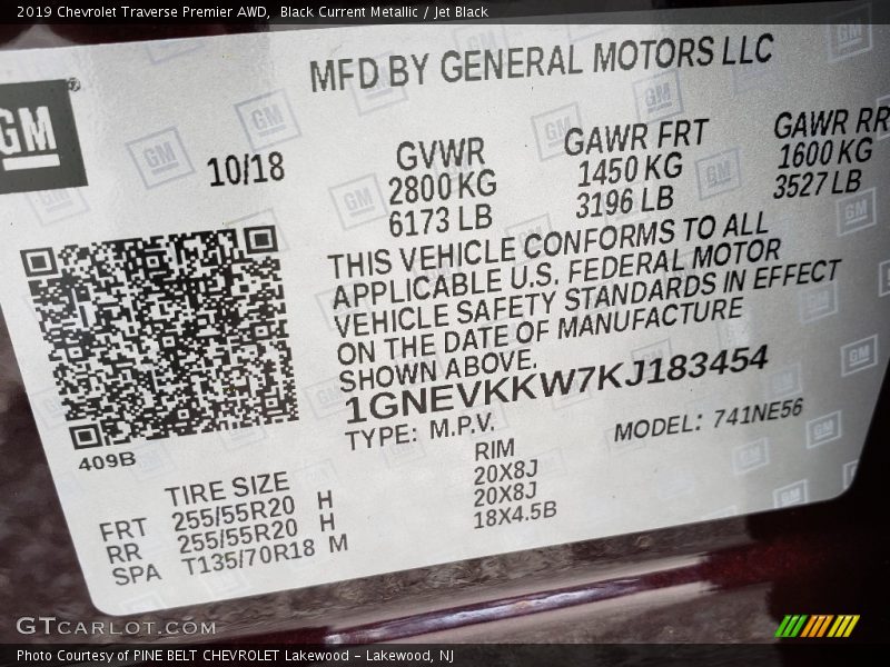 Black Current Metallic / Jet Black 2019 Chevrolet Traverse Premier AWD