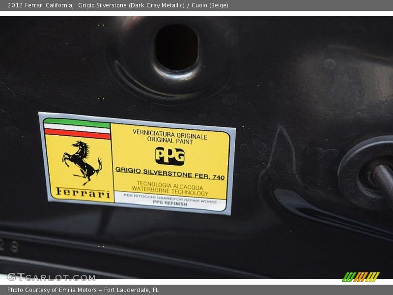 Grigio Silverstone (Dark Gray Metallic) / Cuoio (Beige) 2012 Ferrari California