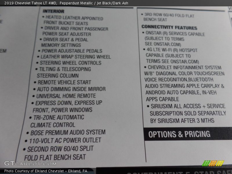 Pepperdust Metallic / Jet Black/Dark Ash 2019 Chevrolet Tahoe LT 4WD