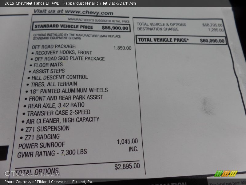 Pepperdust Metallic / Jet Black/Dark Ash 2019 Chevrolet Tahoe LT 4WD
