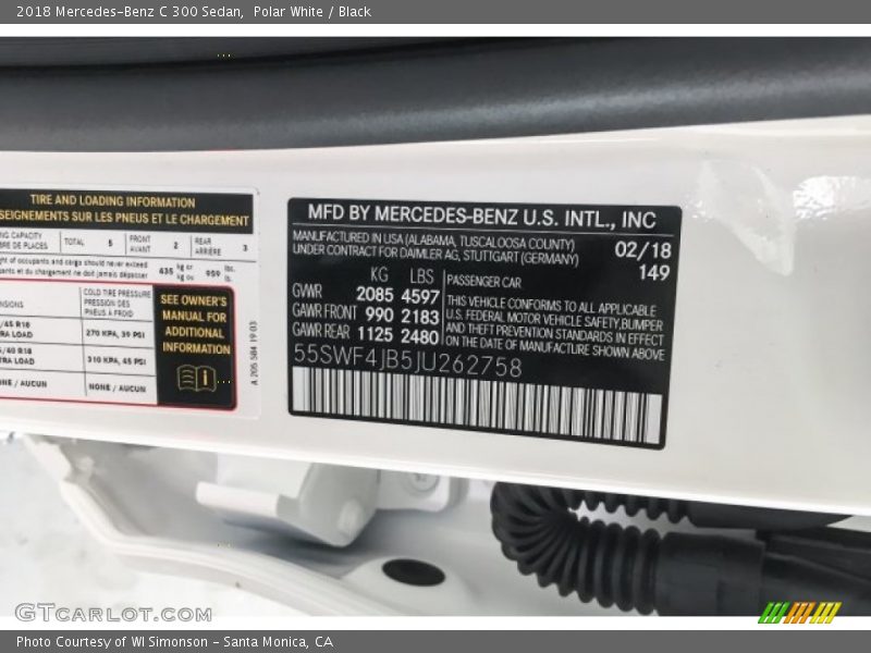 Polar White / Black 2018 Mercedes-Benz C 300 Sedan