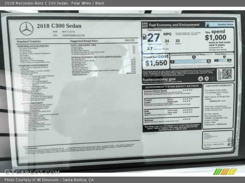 Polar White / Black 2018 Mercedes-Benz C 300 Sedan