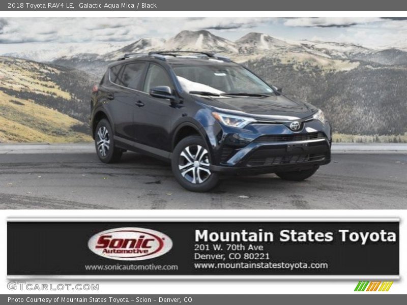 Galactic Aqua Mica / Black 2018 Toyota RAV4 LE