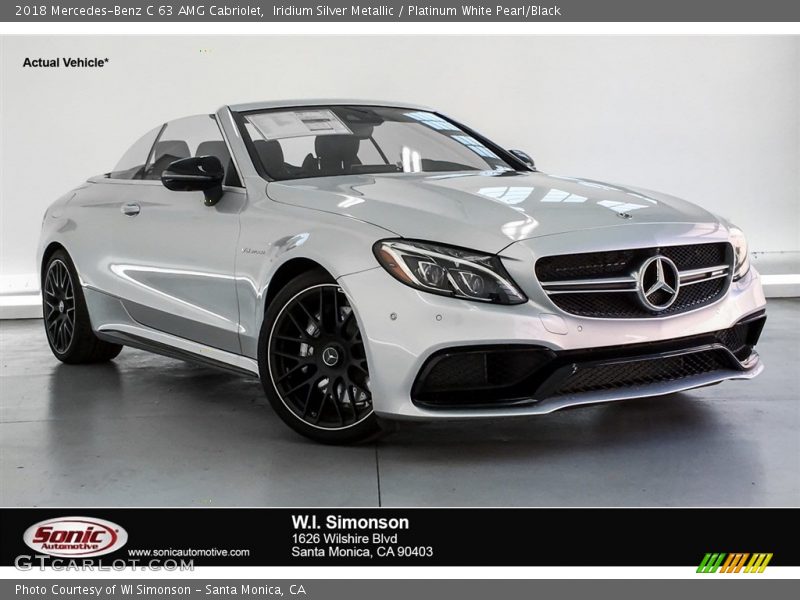 Iridium Silver Metallic / Platinum White Pearl/Black 2018 Mercedes-Benz C 63 AMG Cabriolet
