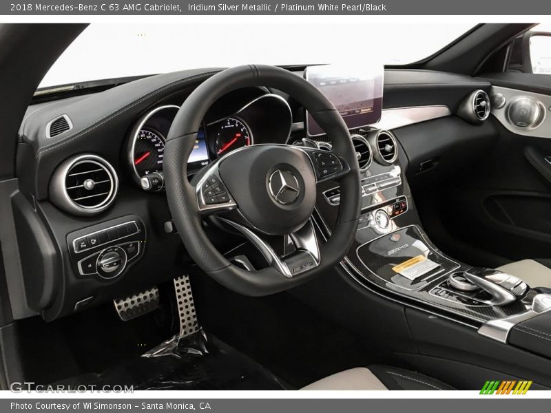 Iridium Silver Metallic / Platinum White Pearl/Black 2018 Mercedes-Benz C 63 AMG Cabriolet