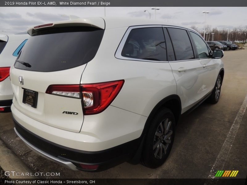White Diamond Pearl / Beige 2019 Honda Pilot EX-L AWD