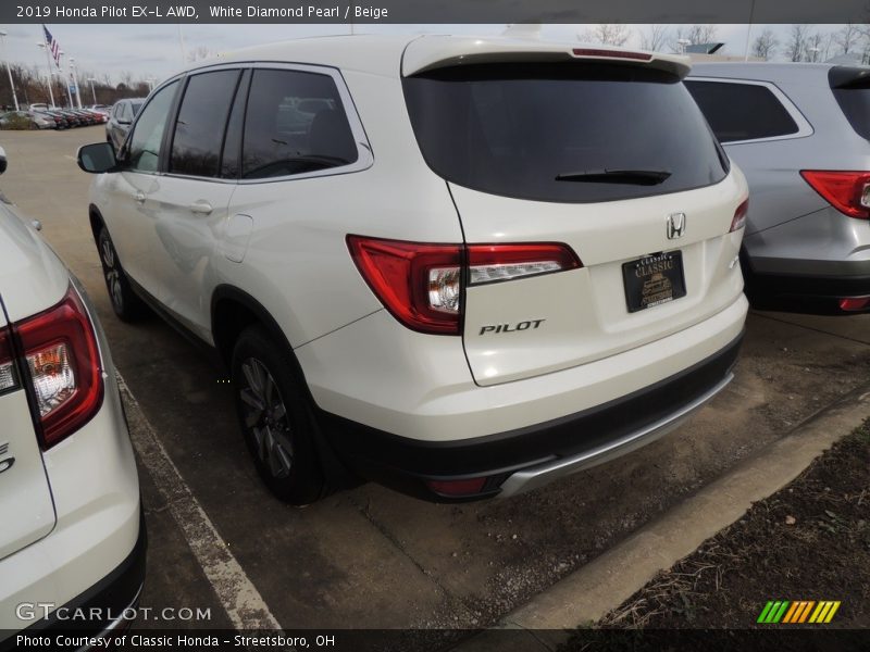 White Diamond Pearl / Beige 2019 Honda Pilot EX-L AWD