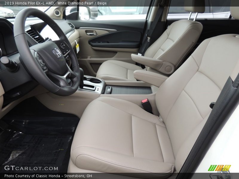 White Diamond Pearl / Beige 2019 Honda Pilot EX-L AWD