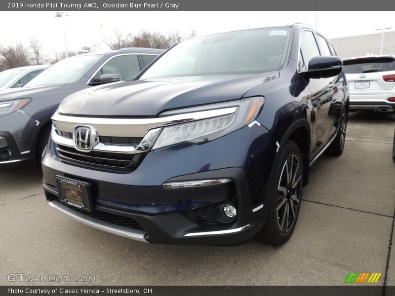 Obsidian Blue Pearl / Gray 2019 Honda Pilot Touring AWD