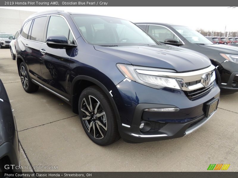 Obsidian Blue Pearl / Gray 2019 Honda Pilot Touring AWD