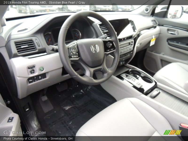 Obsidian Blue Pearl / Gray 2019 Honda Pilot Touring AWD