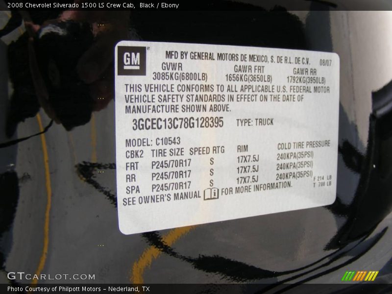 Black / Ebony 2008 Chevrolet Silverado 1500 LS Crew Cab
