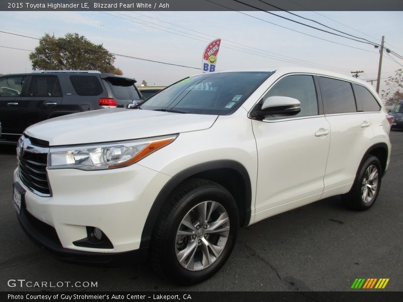 Blizzard Pearl White / Ash 2015 Toyota Highlander LE