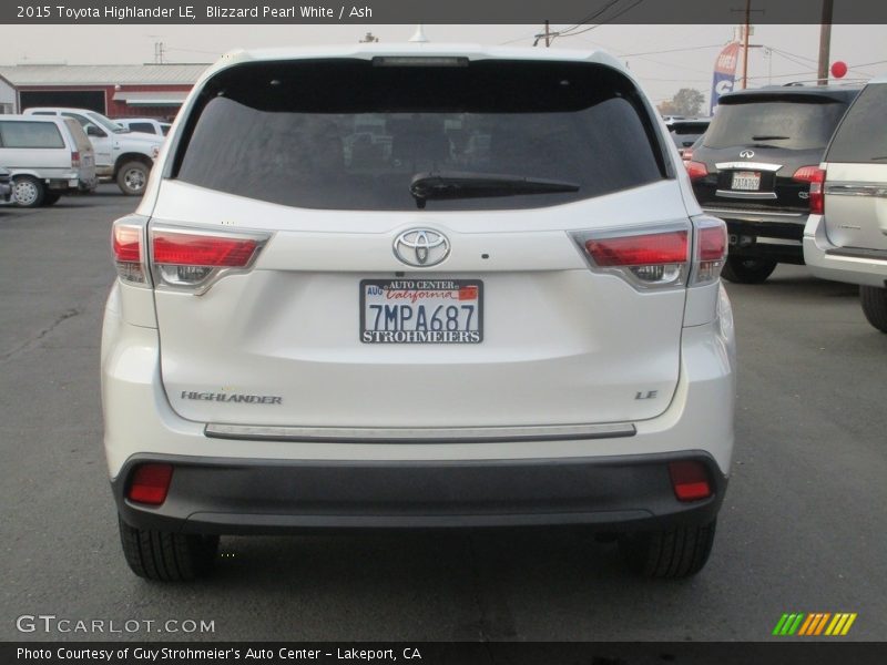 Blizzard Pearl White / Ash 2015 Toyota Highlander LE