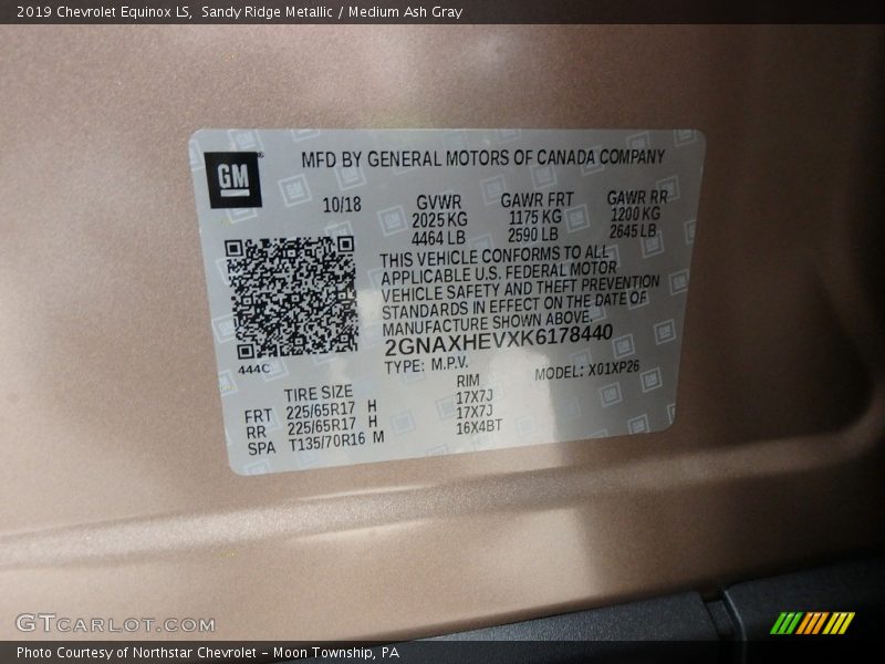 Sandy Ridge Metallic / Medium Ash Gray 2019 Chevrolet Equinox LS