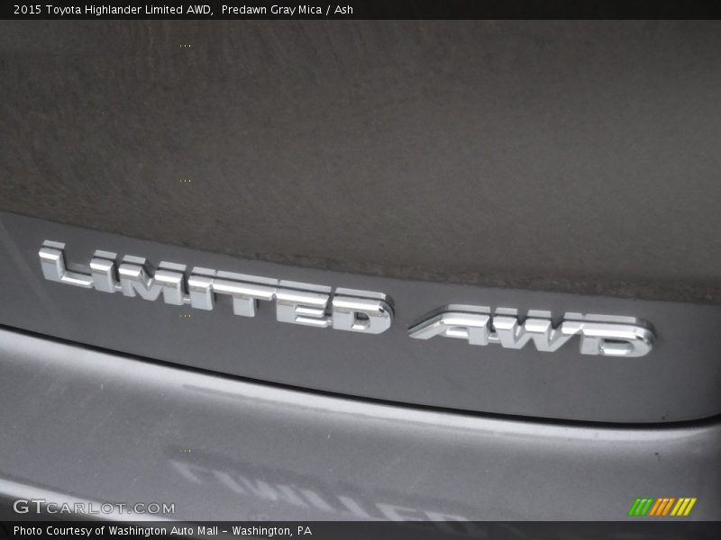 Predawn Gray Mica / Ash 2015 Toyota Highlander Limited AWD