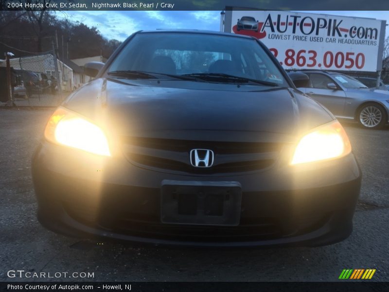 Nighthawk Black Pearl / Gray 2004 Honda Civic EX Sedan