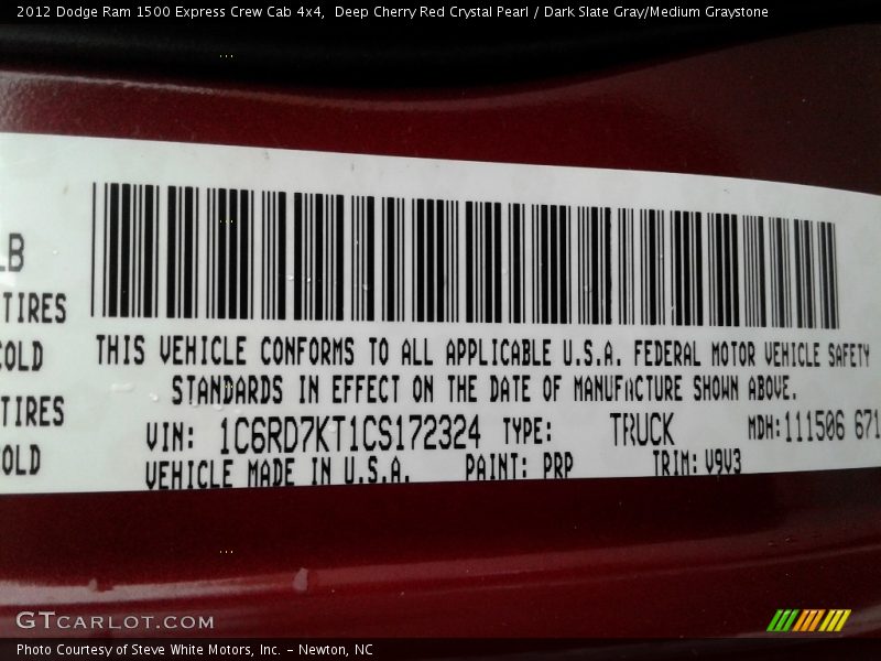 Deep Cherry Red Crystal Pearl / Dark Slate Gray/Medium Graystone 2012 Dodge Ram 1500 Express Crew Cab 4x4