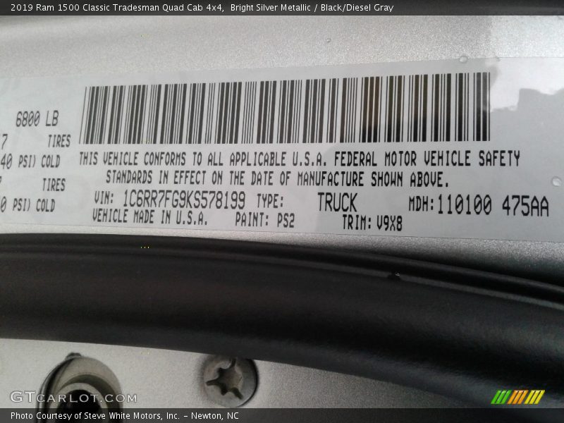 Bright Silver Metallic / Black/Diesel Gray 2019 Ram 1500 Classic Tradesman Quad Cab 4x4