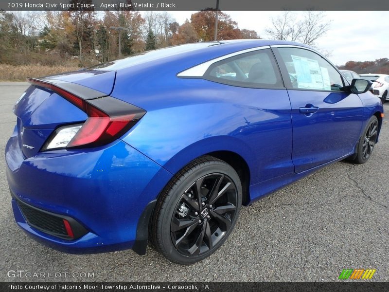 Agean Blue Metallic / Black 2019 Honda Civic Sport Coupe