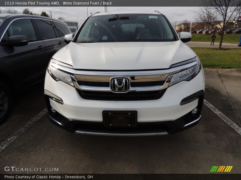 White Diamond Pearl / Black 2019 Honda Pilot Touring AWD