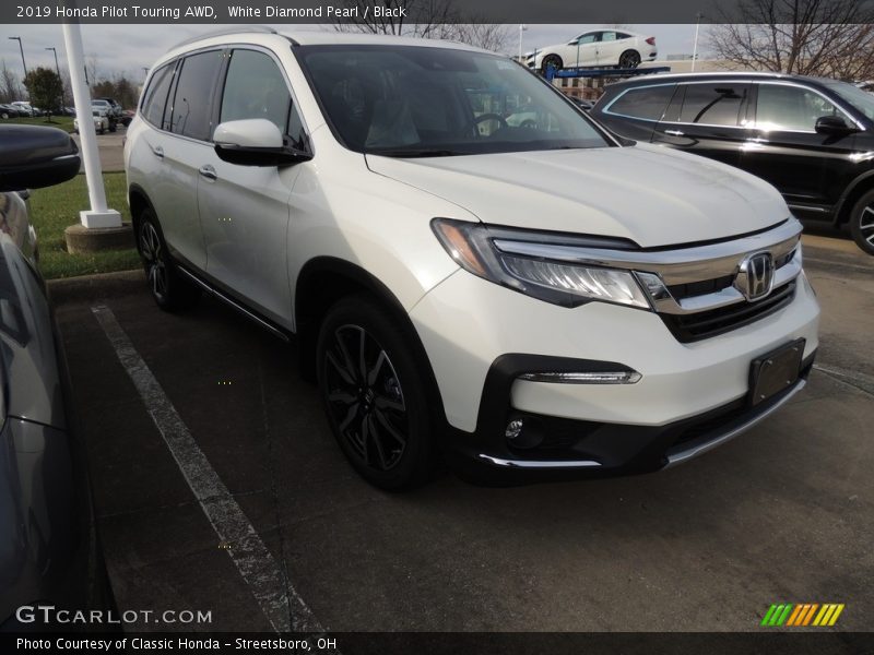 White Diamond Pearl / Black 2019 Honda Pilot Touring AWD