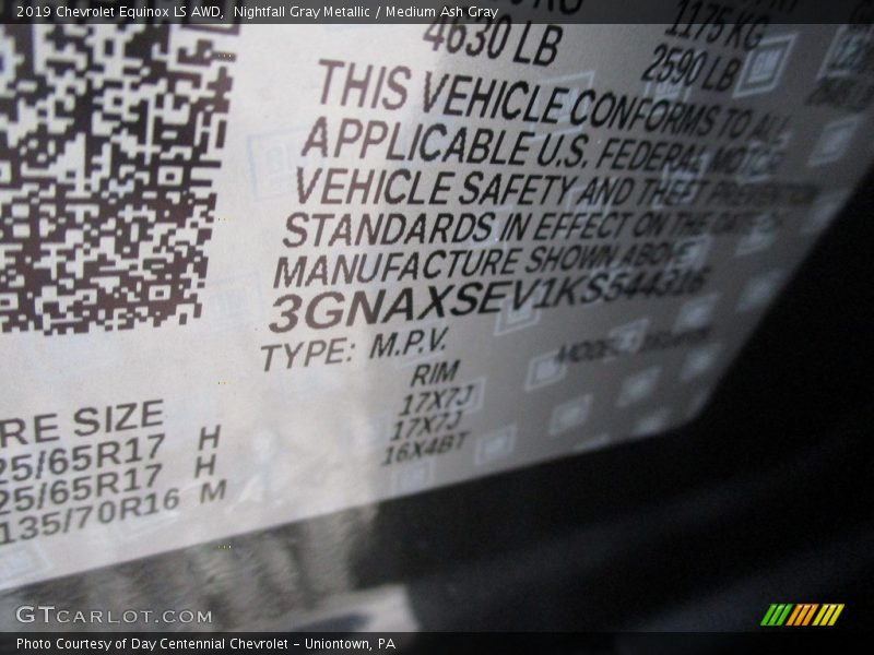 Nightfall Gray Metallic / Medium Ash Gray 2019 Chevrolet Equinox LS AWD