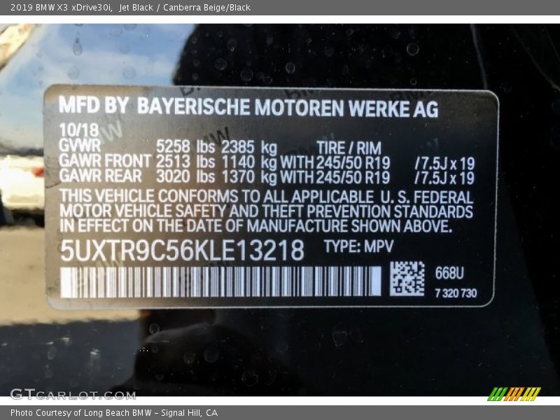 Jet Black / Canberra Beige/Black 2019 BMW X3 xDrive30i