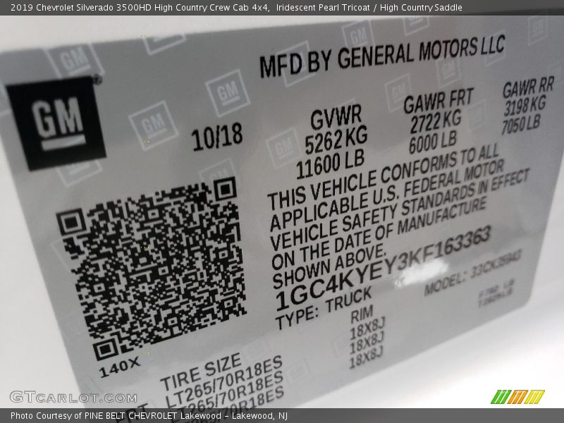 Iridescent Pearl Tricoat / High Country Saddle 2019 Chevrolet Silverado 3500HD High Country Crew Cab 4x4