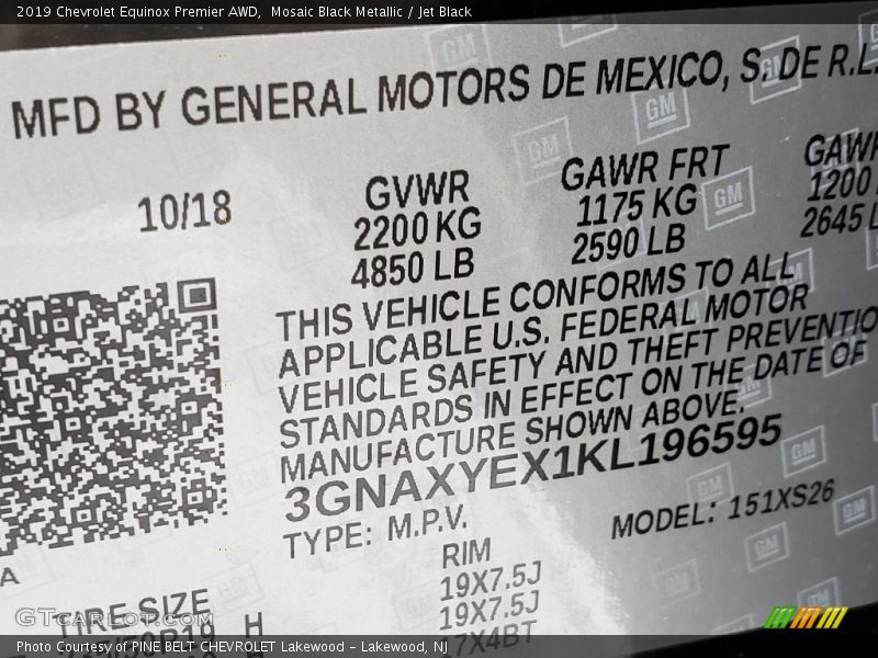 Mosaic Black Metallic / Jet Black 2019 Chevrolet Equinox Premier AWD