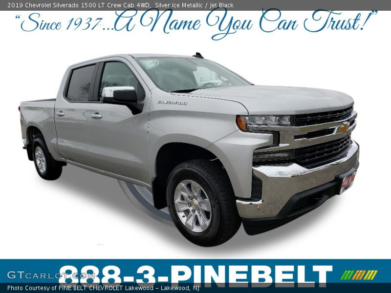 Silver Ice Metallic / Jet Black 2019 Chevrolet Silverado 1500 LT Crew Cab 4WD