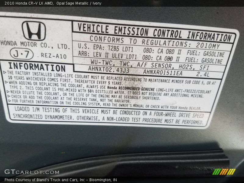 Opal Sage Metallic / Ivory 2010 Honda CR-V LX AWD