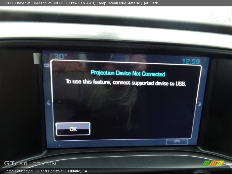 Deep Ocean Blue Metallic / Jet Black 2019 Chevrolet Silverado 2500HD LT Crew Cab 4WD